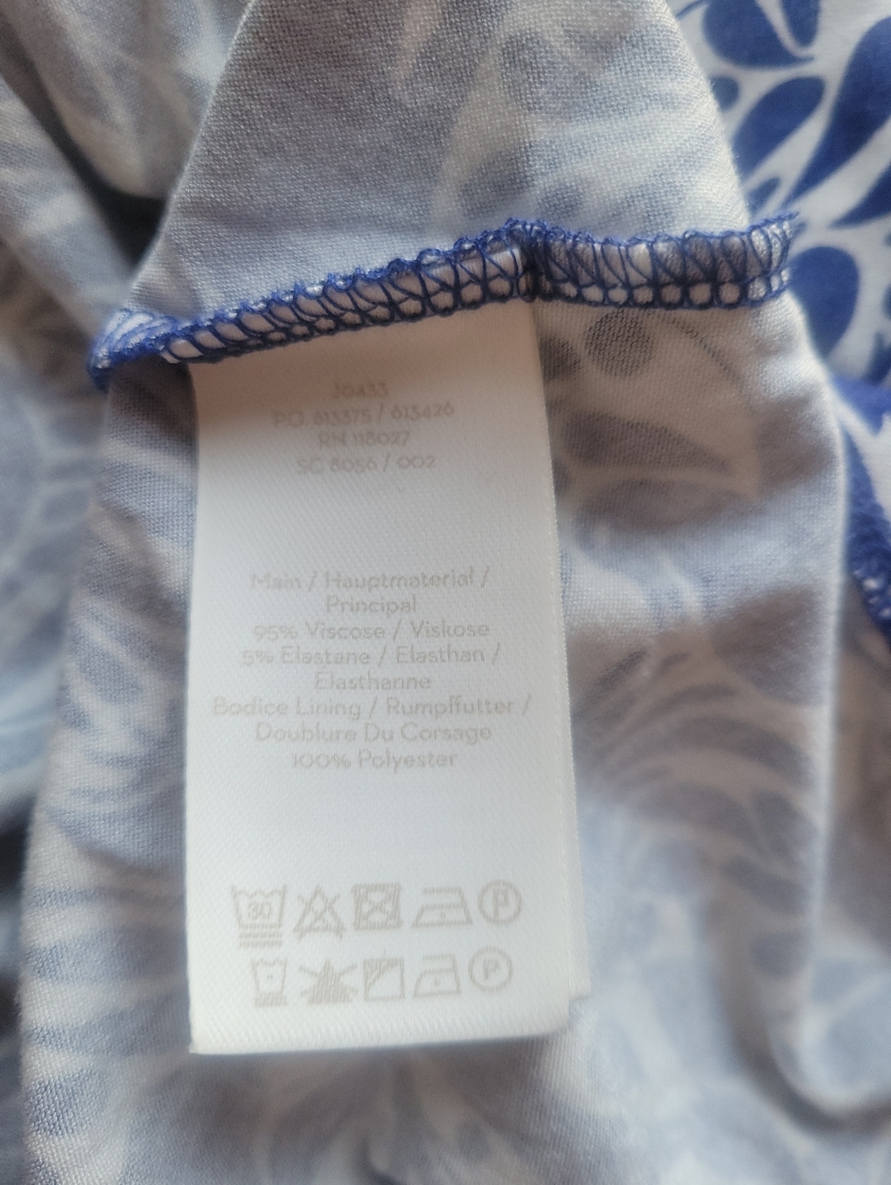 Boden Lorna Faux Wrap Jersey Dress Blue White Floral Midi Fit Coastal Summer 12 - Picture 11 of 11